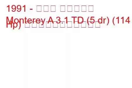 1991 - オペル モントレー
Monterey A 3.1 TD (5 dr) (114 Hp) の燃料消費量と技術仕様