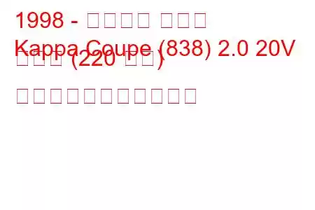 1998 - ランチア カッパ
Kappa Coupe (838) 2.0 20V ターボ (220 馬力) の燃料消費量と技術仕様