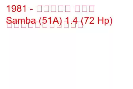 1981 - タルボット サンバ
Samba (51A) 1.4 (72 Hp) の燃料消費量と技術仕様