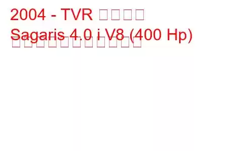 2004 - TVR サガリス
Sagaris 4.0 i V8 (400 Hp) の燃料消費量と技術仕様