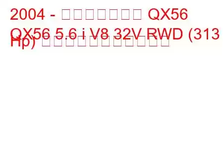 2004 - インフィニティ QX56
QX56 5.6 i V8 32V RWD (313 Hp) の燃料消費量と技術仕様