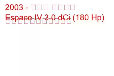 2003 - ルノー エスパス
Espace IV 3.0 dCi (180 Hp) の燃料消費量と技術仕様
