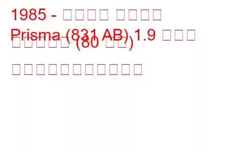 1985 - ランチア プリズマ
Prisma (831 AB) 1.9 ターボ ディーゼル (80 馬力) の燃料消費量と技術仕様