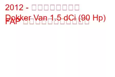 2012 - ダチア・ドッカー
Dokker Van 1.5 dCi (90 Hp) FAP の燃料消費量と技術仕様