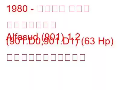 1980 - アルファ ロメオ アルファスッド
Alfasud (901) 1.2 (901.D0,901.D1) (63 Hp) の燃料消費量と技術仕様