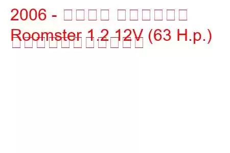 2006 - シュコダ ルームスター
Roomster 1.2 12V (63 H.p.) の燃料消費量と技術仕様