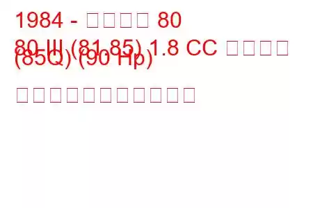 1984 - アウディ 80
80 III (81.85) 1.8 CC クワトロ (85Q) (90 Hp) の燃料消費量と技術仕様