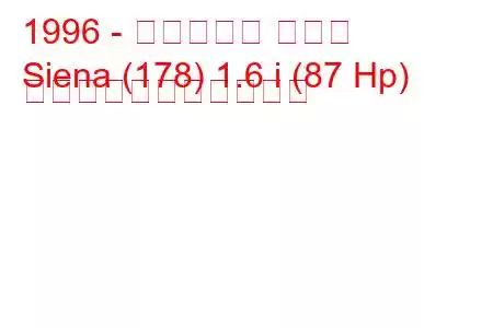 1996 - フィアット シエナ
Siena (178) 1.6 i (87 Hp) の燃料消費量と技術仕様