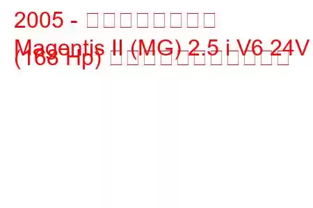 2005 - 起亜マゼンティス
Magentis II (MG) 2.5 i V6 24V (168 Hp) の燃料消費量と技術仕様