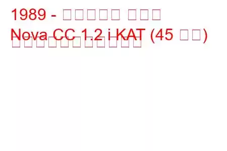 1989 - ボクソール ノヴァ
Nova CC 1.2 i KAT (45 馬力) の燃料消費量と技術仕様