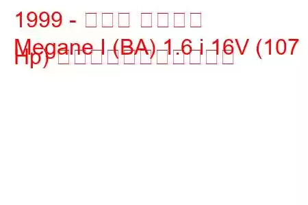 1999 - ルノー メガーヌ
Megane I (BA) 1.6 i 16V (107 Hp) の燃料消費量と技術仕様