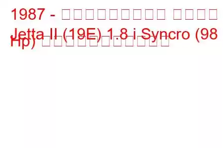 1987 - フォルクスワーゲン ジェッタ
Jetta II (19E) 1.8 i Syncro (98 Hp) の燃料消費量と技術仕様