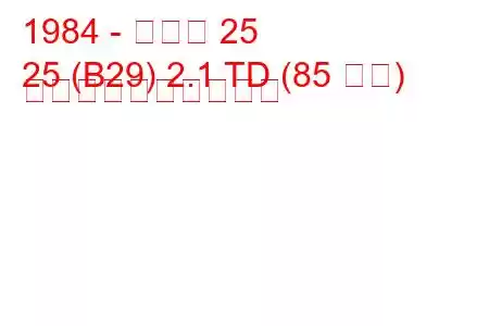 1984 - ルノー 25
25 (B29) 2.1 TD (85 馬力) 燃料消費量と技術仕様