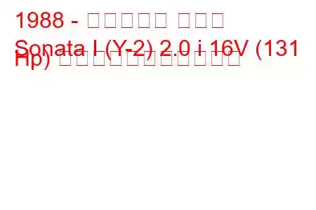 1988 - ヒュンダイ ソナタ
Sonata I (Y-2) 2.0 i 16V (131 Hp) の燃料消費量と技術仕様
