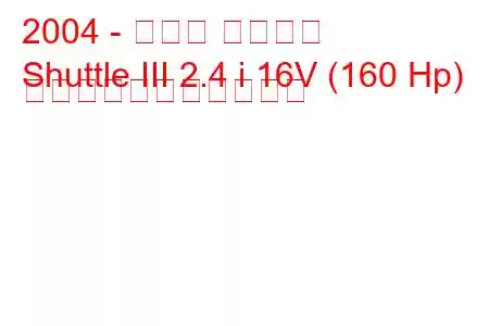 2004 - ホンダ シャトル
Shuttle III 2.4 i 16V (160 Hp) の燃料消費量と技術仕様