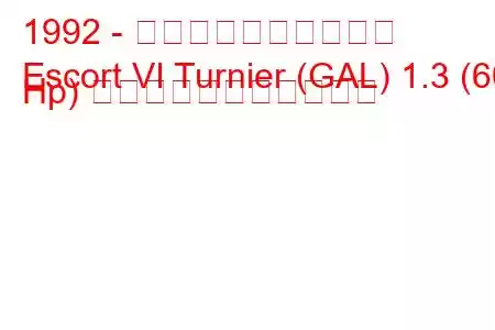 1992 - フォード・エスコート
Escort VI Turnier (GAL) 1.3 (60 Hp) の燃料消費量と技術仕様