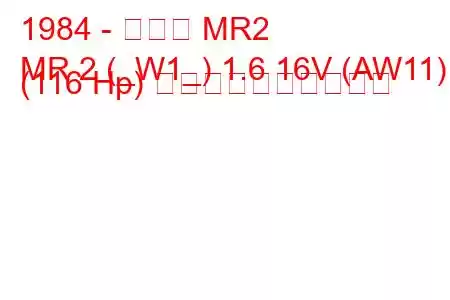 1984 - トヨタ MR2
MR 2 (_W1_) 1.6 16V (AW11) (116 Hp) 燃料消費量と技術仕様