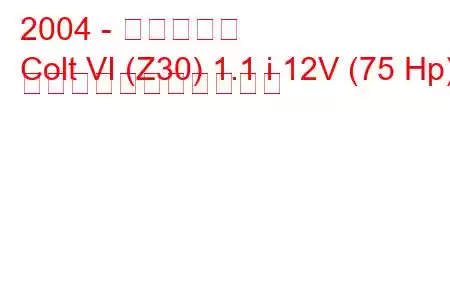 2004 - 三菱コルト
Colt VI (Z30) 1.1 i 12V (75 Hp) の燃料消費量と技術仕様