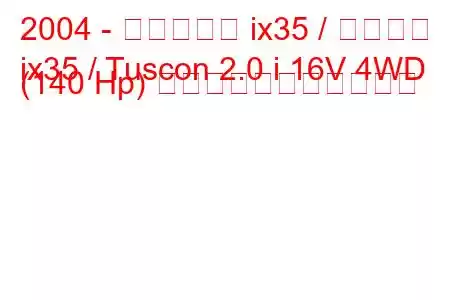 2004 - ヒュンダイ ix35 / ツーソン
ix35 / Tuscon 2.0 i 16V 4WD (140 Hp) の燃料消費量と技術仕様