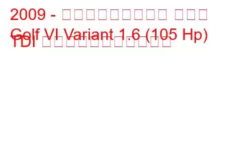 2009 - フォルクスワーゲン ゴルフ
Golf VI Variant 1.6 (105 Hp) TDI の燃料消費量と技術仕様