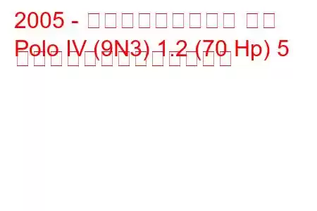 2005 - フォルクスワーゲン ポロ
Polo IV (9N3) 1.2 (70 Hp) 5 日間の燃料消費量と技術仕様