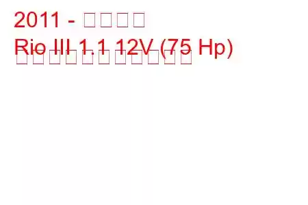 2011 - 起亜リオ
Rio III 1.1 12V (75 Hp) の燃料消費量と技術仕様