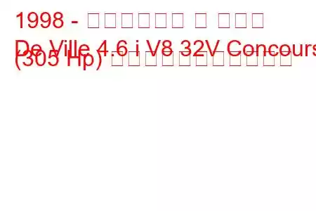 1998 - キャデラック デ ヴィル
De Ville 4.6 i V8 32V Concours (305 Hp) の燃料消費量と技術仕様