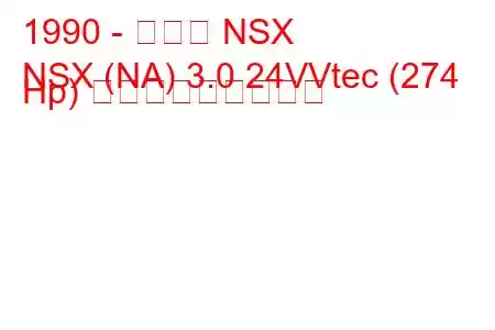 1990 - ホンダ NSX
NSX (NA) 3.0 24VVtec (274 Hp) の燃料消費量と仕様