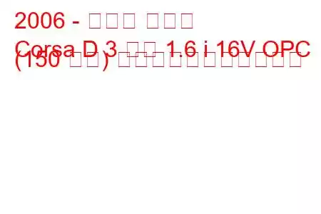 2006 - オペル コルサ
Corsa D 3 ドア 1.6 i 16V OPC (150 馬力) の燃料消費量と技術仕様
