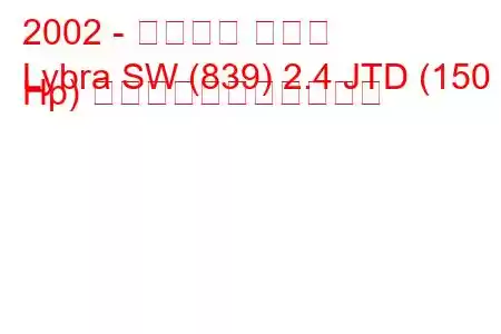 2002 - ランチア リブラ
Lybra SW (839) 2.4 JTD (150 Hp) の燃料消費量と技術仕様