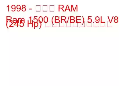 1998 - ダッジ RAM
Ram 1500 (BR/BE) 5.9L V8 (245 Hp) 燃料消費量と技術仕様