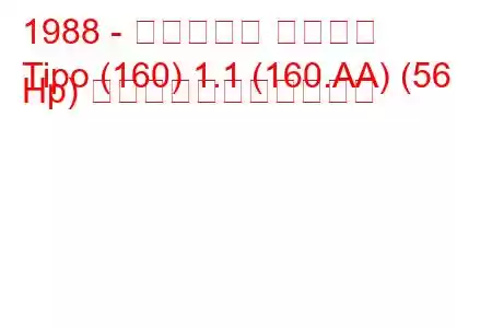 1988 - フィアット ティーポ
Tipo (160) 1.1 (160.AA) (56 Hp) の燃料消費量と技術仕様