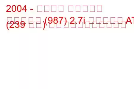 2004 - ポルシェ ボクスター
ボクスター (987) 2.7i ボクスター AT (239 馬力) の燃料消費量と技術仕様