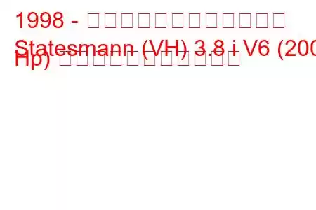 1998 - ホールデン・ステイツマン
Statesmann (VH) 3.8 i V6 (200 Hp) の燃料消費量と技術仕様