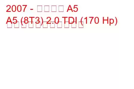 2007 - アウディ A5
A5 (8T3) 2.0 TDI (170 Hp) の燃料消費量と技術仕様