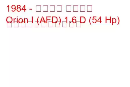 1984 - フォード オリオン
Orion I (AFD) 1.6 D (54 Hp) の燃料消費量と技術仕様