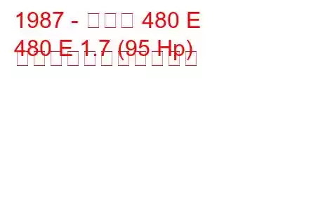 1987 - ボルボ 480 E
480 E 1.7 (95 Hp) の燃料消費量と技術仕様