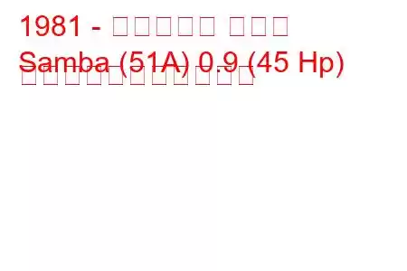 1981 - タルボット サンバ
Samba (51A) 0.9 (45 Hp) の燃料消費量と技術仕様