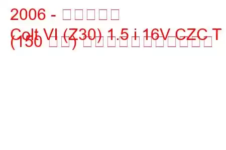 2006 - 三菱コルト
Colt VI (Z30) 1.5 i 16V CZC T (150 馬力) の燃料消費量と技術仕様