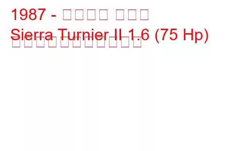 1987 - フォード シエラ
Sierra Turnier II 1.6 (75 Hp) の燃料消費量と技術仕様