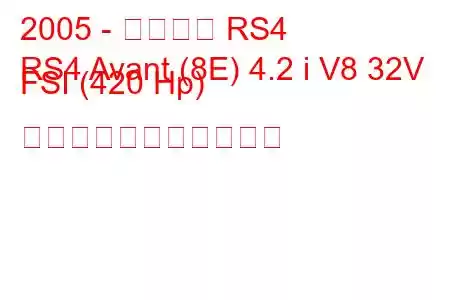 2005 - アウディ RS4
RS4 Avant (8E) 4.2 i V8 32V FSI (420 Hp) の燃料消費量と技術仕様