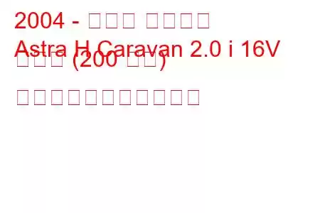 2004 - オペル アストラ
Astra H Caravan 2.0 i 16V ターボ (200 馬力) の燃料消費量と技術仕様