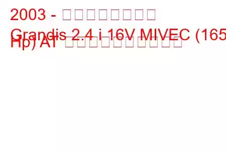 2003 - 三菱グランディス
Grandis 2.4 i 16V MIVEC (165 Hp) AT 燃料消費量と技術仕様