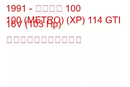 1991 - ローバー 100
100 (METRO) (XP) 114 GTI 16V (103 Hp) の燃料消費量と技術仕様