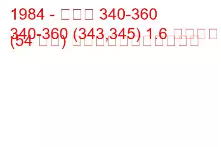 1984 - ボルボ 340-360
340-360 (343,345) 1.6 ディーゼル (54 馬力) の燃料消費量と技術仕様