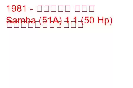 1981 - タルボット サンバ
Samba (51A) 1.1 (50 Hp) の燃料消費量と技術仕様