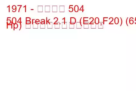 1971 - プジョー 504
504 Break 2.1 D (E20,F20) (65 Hp) の燃料消費量と技術仕様