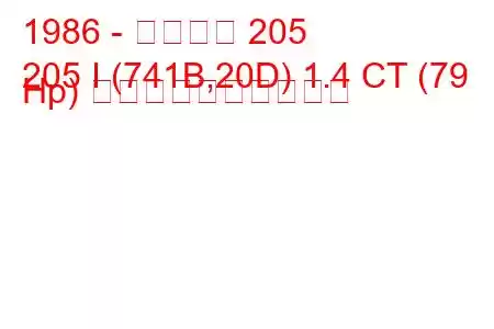 1986 - プジョー 205
205 I (741B,20D) 1.4 CT (79 Hp) 燃料消費量と技術仕様