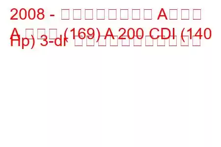 2008 - メルセデスベンツ Aクラス
A クラス (169) A 200 CDI (140 Hp) 3-dr の燃料消費量と技術仕様