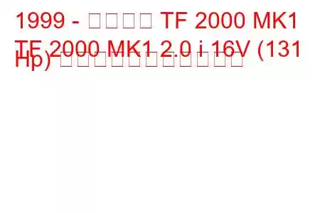 1999 - ブロネル TF 2000 MK1
TF 2000 MK1 2.0 i 16V (131 Hp) の燃料消費量と技術仕様